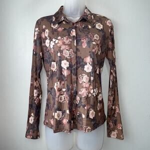 Truth Y2K Size Medium Button Up Top Watercolor Floral Fairy Grunge Romantic Boho